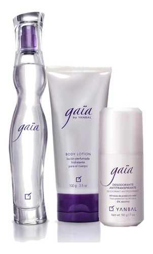 Set Gaia Perfume De Dama Yanbal 50ml + Loción + Roll On 