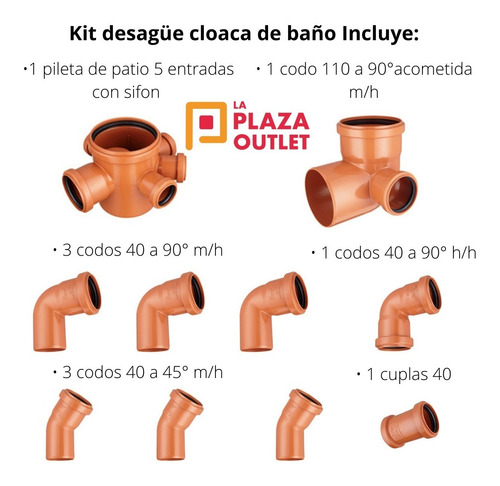 Imagen 2 de 7 de Kit Desagüe Cloacal Para Baño S/ Caños Oferta