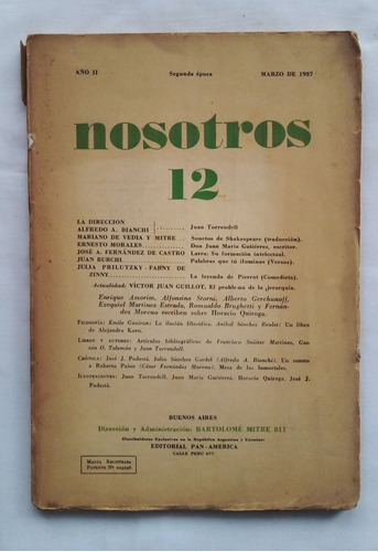 Revista Nosotros 12 / Storni, Martínez Estrada, Otros / 1937