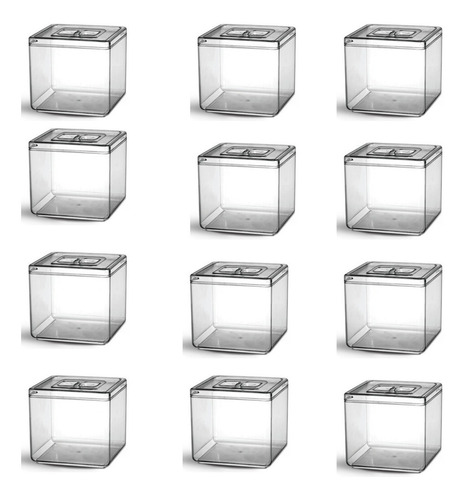 Kit 12 Potes Quadrado Cristal 5 Litros Multiuso