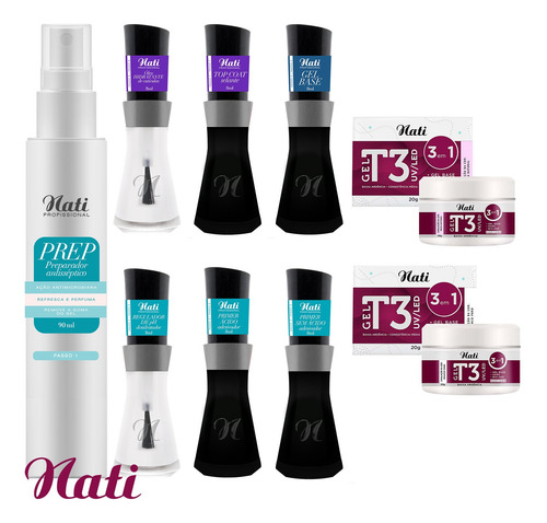 Kit Alongamento Nati - 9 Itens - Gel T3 - Profissional