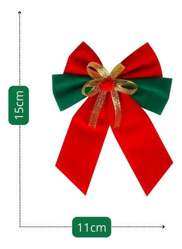 Kit 10 Adornos Navideños Lazo Doble Decorado 11 X 15cm -