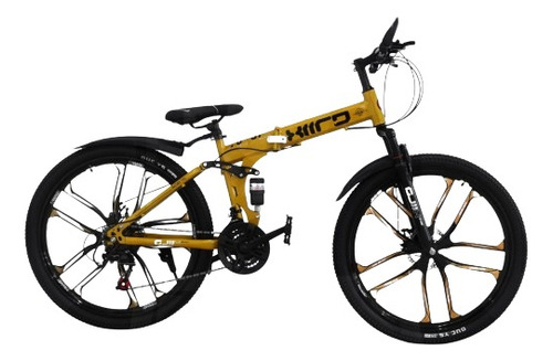 Bicicleta De Montaña Plegable Rodada 26 Con Velocidades Color Amarillo Tamaño Del Cuadro Grande