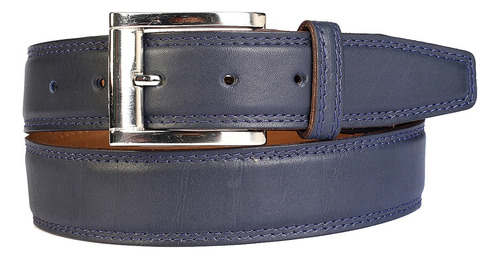 Cinturon Doble Costura Cuero Studebaker Azul