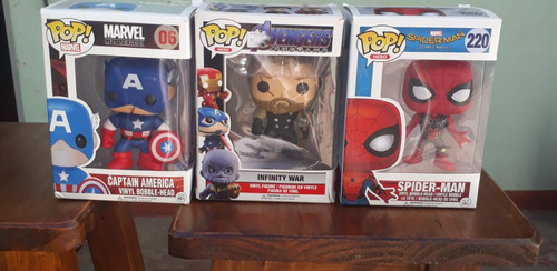 3 Muñecos Marvel Tipo Funko Pop