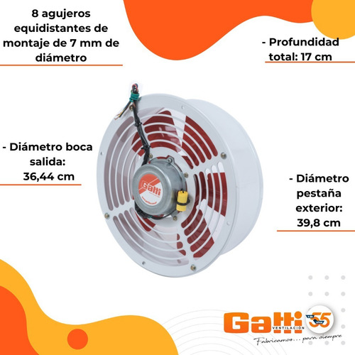 Imagen 6 de 10 de Extractor Semiindustrial P/ Baño/cocina 35 Cm P/ Pared Gatti