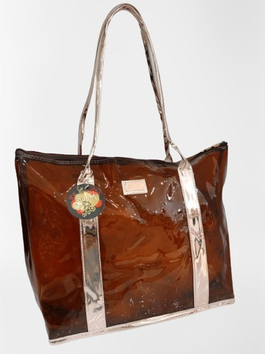 Bolsa Nécessaire Transparente Com Alça Ruby's Cor Marrom