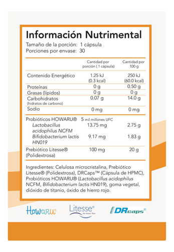 Pre-o Prebióticos Y Probióticos 30 Capsulas Sabor Sin Sabor