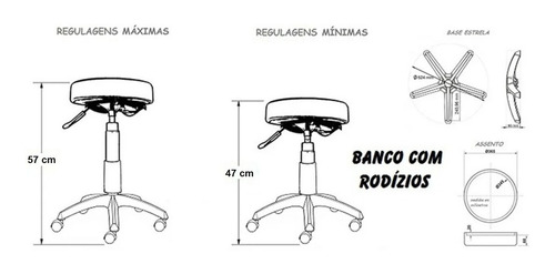 Imagem 4 de 4 de Cadeira Mocho Preta P/ Dentista Podólogo Tatuador