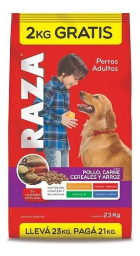 Raza Perro Adulto Pollo Carne Cereal Y Arroz 21+2 Kg