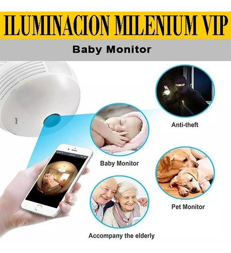 Imagen 6 de 8 de Foco Led Cámara Espía Ip 360 Wifi Monitoreo Celular Sguridad