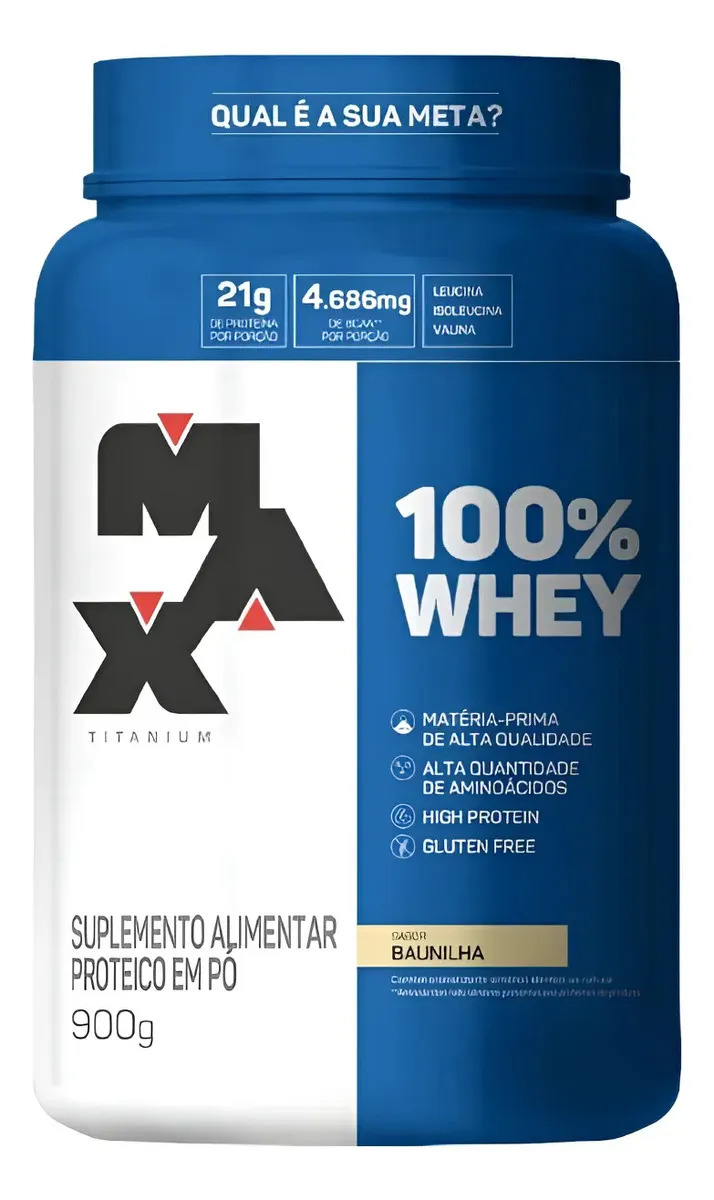100% Whey (900g) Max Titanium Sabor Baunilha