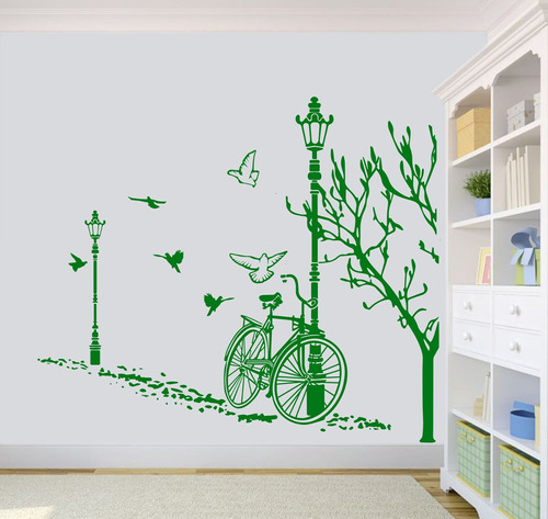 Vinilo Pared Bicicleta Otoño Decoración Wall Stickers