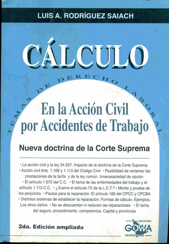 Rodriguez Saiach : Calculo En La Accion Civil Por Accidentes