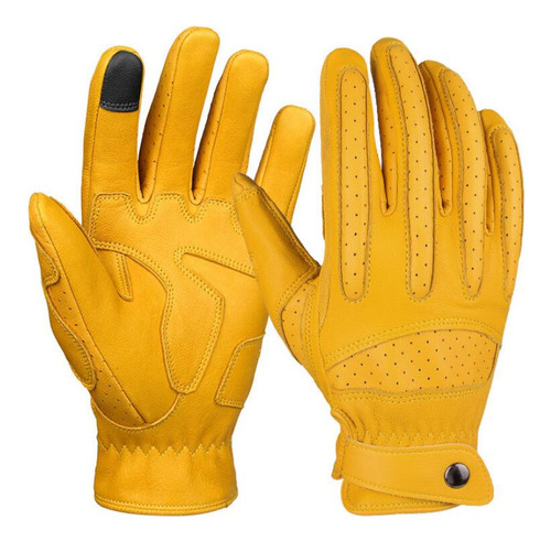 Guantes De Moto Retro De Piel De Cabra Para Hombre