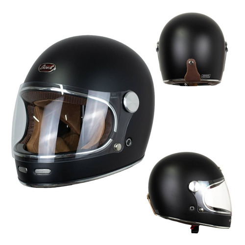 Casco Retro Para Moto Beon B-510 Barock Negro Mate 