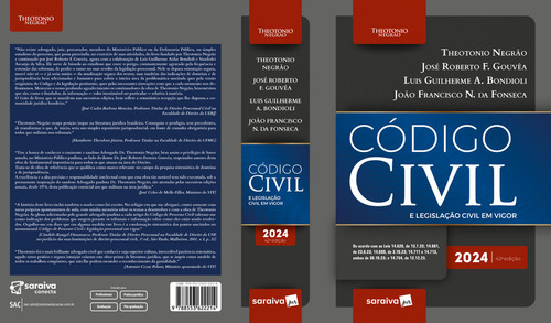 Código Civil E Legislação Civil Em Vigor - 42ª Edição 2024: E Legislação Civil Em Vigor, De Theotonio, Negrão., Vol. 1. Editorial Saraiva Jur, Capa Mole, Edição 42 Em Português, 2024