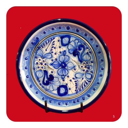 Imagen 5 de 10 de Plato Azul 20 Cm Talavera Poblana Diseño Especial Lujo Plt