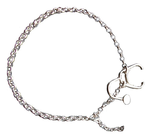 Gratis Envío Pulsera Estetoscopio Medicina Doctora Plata 925