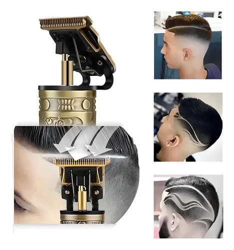 Maquina Cortar Cabelo Kemei Acabamento Perfeito Dourada