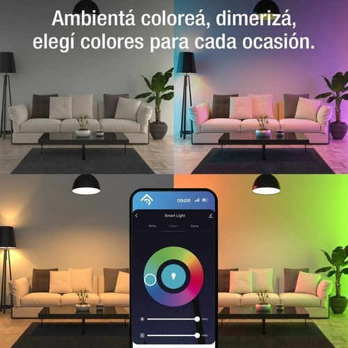 Imagen 3 de 9 de Lampara Led Rgb Smart Wifi 9w E27 Google Alexa Linda Smart