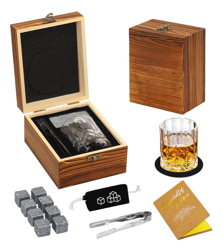 Whiskey Stones And Whiskey Glass Gift Set, Dioxadop 8 Natura