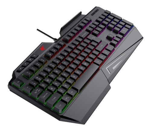 Teclado Gamer Rgb Usb Havit Kb488l Con Soporte Para Celular