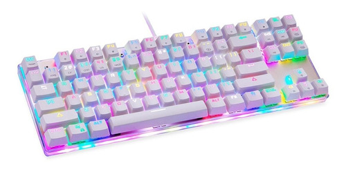 Imagen 2 de 4 de Teclado gamer Motospeed K87S QWERTY Outemu Red inglés US color blanco con luz RGB