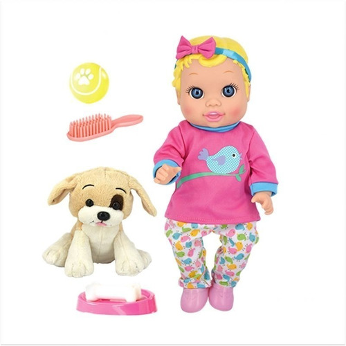 Imagen 3 de 8 de Muñeca Bebe C/ Perrito Sonido Original Tv Pce 5841 Bigshop