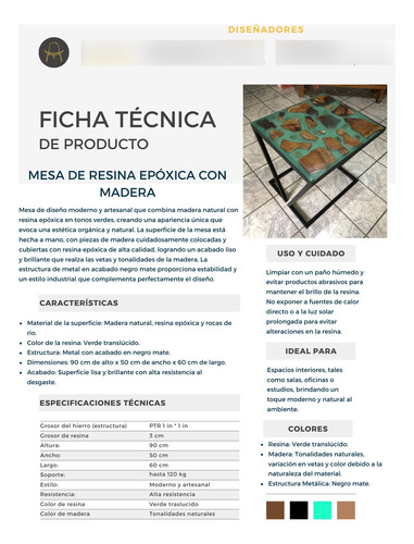 Mesa De Resina Epóxica Con Madera