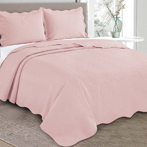 Cobre Leito Solteiro Roupa De Cama Colcha Kit 2 Peças Cor Rose