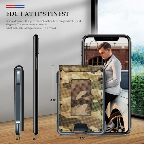Cartera Minimalista Muradin Camuflaje Con Bloqueo Rfid Al...