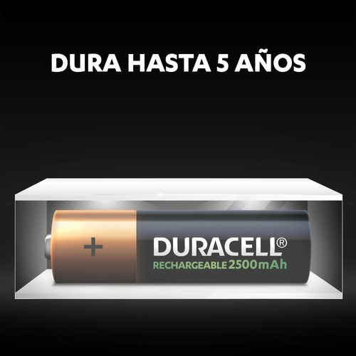 Imagen 5 de 5 de Pila Recargable Duracell Tamaño Aa 4 Unidades 2500 Mah