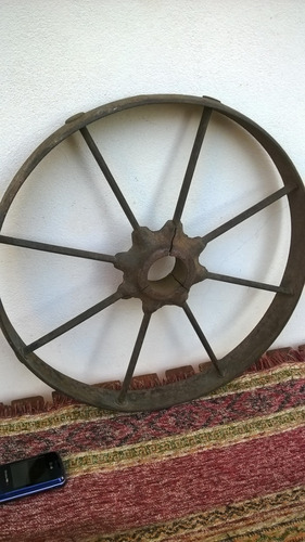 Antigua Rueda De Maquina Agricola 40 Cm Carretilla Zorra