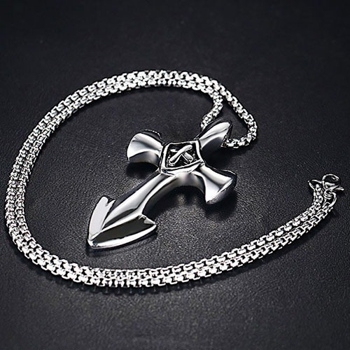 Imagem 3 de 5 de Colar Masculino Com Pingente Crucifixo Âncora
