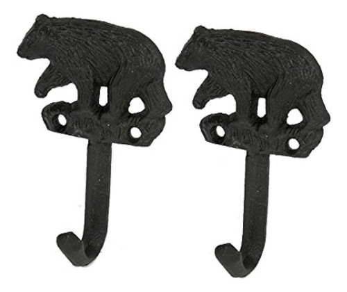 Conjunto De 2 Negro Oso Decoración Hierro Fundido Gancho De 