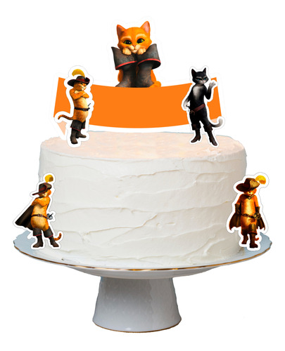 Topper Para Torta Gato Con Botas Imprimible Editable + Pdf