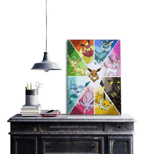 Imagem 2 de 3 de Quadro Pokémon Eevee Decorativo Personalizado Em Mdf
