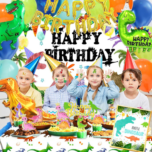 115pcs Decoraciones De Fiesta De Cumpleaños De Dinosaurio Su
