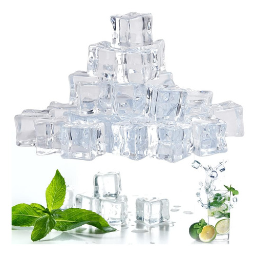Pacote De 50 Gelo Falso, Cubos De Gelo Falsos Transparentes,