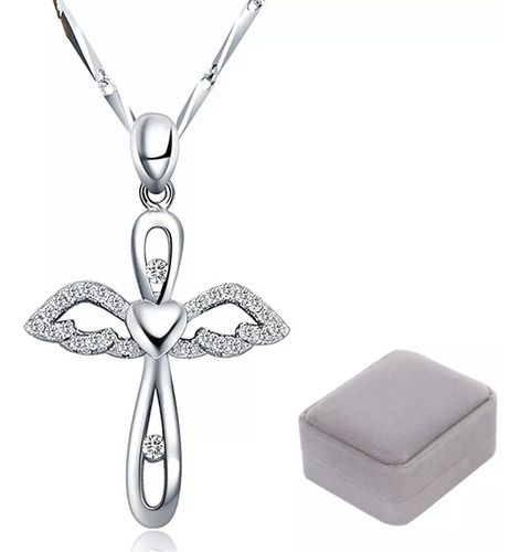 Collar Plata Ley 925 Dije Proteccion Amor Angel Cadena Mujer