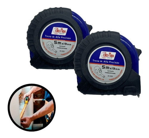 Kit 2 Trena Profissional Manual Emborrachada 5 Metros X 19mm