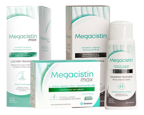 Megacistin Combo Comprimidos Max X30 + Shampoo + Locion