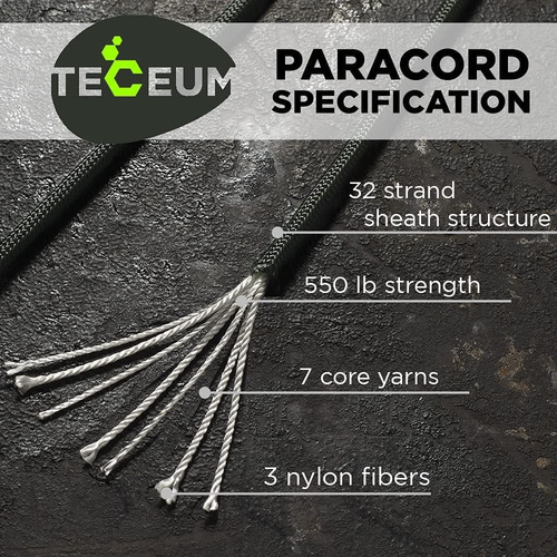 Cordón Paracord Teceum, Nylon Táctico Para Supervivencia