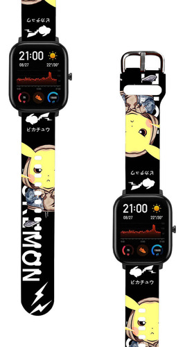 Correa Compatible Para Amazfit Gts Pikachu Urbano Negro