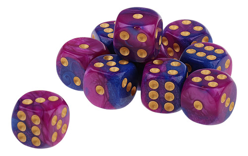 10x Seis Caras D6 Dados Azul Morado Azul Morado 16mm