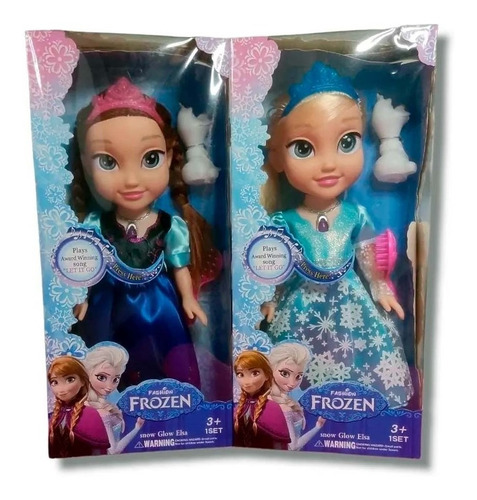 2 Muñecas Elsa Ana Frozen Luces Sonido Canta Juguete Niña