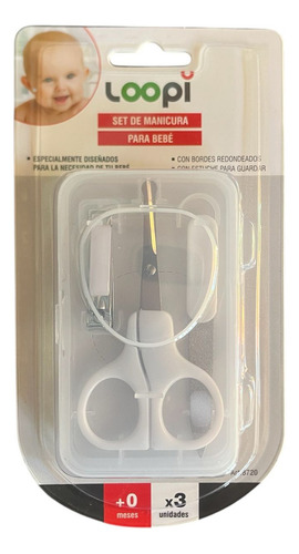 Set De Tijera Alicate Lima 8720 Uñas Cuidado D Bebe Loopi Blanco Loopi