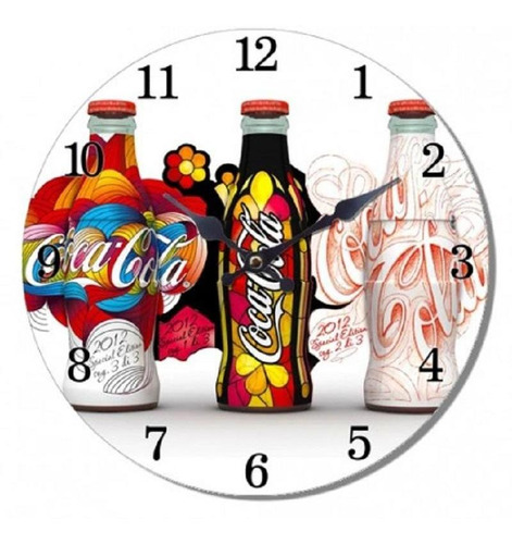 Reloj Mural Decorativo Diseño Coca Cola / Runn Color Del Fondo Blanco