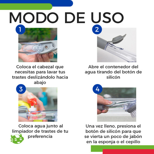 Cepillo Dispensador De Jabón Lava Trastes Con Esponja Cocina